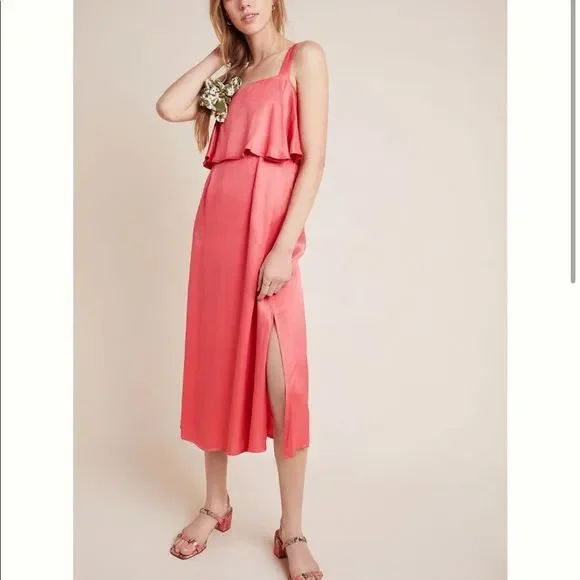open lace back dress New Anthropologie Orange Striped "Retro Ribbon Midi Dress" by Postmark   The Mustard Dandelion